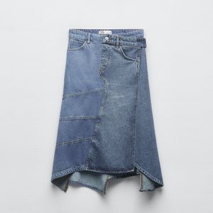 ZARA ZW ASYMMETRIC DENIM SKIRT